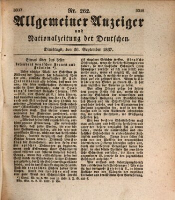 Allgemeiner Anzeiger und Nationalzeitung der Deutschen (Allgemeiner Anzeiger der Deutschen) Dienstag 26. September 1837