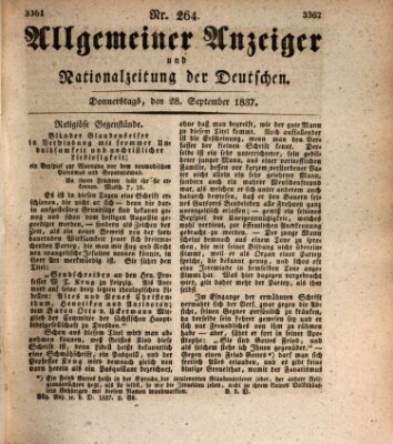 Allgemeiner Anzeiger und Nationalzeitung der Deutschen (Allgemeiner Anzeiger der Deutschen) Donnerstag 28. September 1837