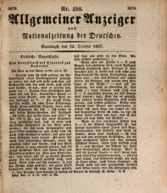 Allgemeiner Anzeiger und Nationalzeitung der Deutschen (Allgemeiner Anzeiger der Deutschen) Sonntag 22. Oktober 1837