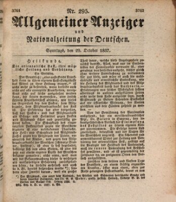 Allgemeiner Anzeiger und Nationalzeitung der Deutschen (Allgemeiner Anzeiger der Deutschen) Sonntag 29. Oktober 1837