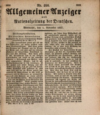 Allgemeiner Anzeiger und Nationalzeitung der Deutschen (Allgemeiner Anzeiger der Deutschen) Mittwoch 1. November 1837