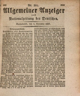 Allgemeiner Anzeiger und Nationalzeitung der Deutschen (Allgemeiner Anzeiger der Deutschen) Samstag 4. November 1837