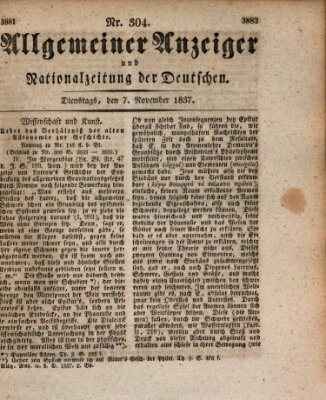 Allgemeiner Anzeiger und Nationalzeitung der Deutschen (Allgemeiner Anzeiger der Deutschen) Dienstag 7. November 1837