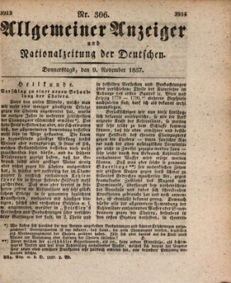 Allgemeiner Anzeiger und Nationalzeitung der Deutschen (Allgemeiner Anzeiger der Deutschen) Donnerstag 9. November 1837