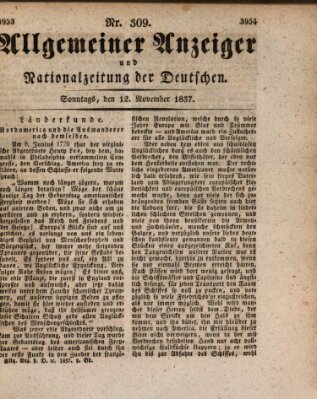 Allgemeiner Anzeiger und Nationalzeitung der Deutschen (Allgemeiner Anzeiger der Deutschen) Sonntag 12. November 1837