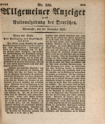 Allgemeiner Anzeiger und Nationalzeitung der Deutschen (Allgemeiner Anzeiger der Deutschen) Mittwoch 29. November 1837