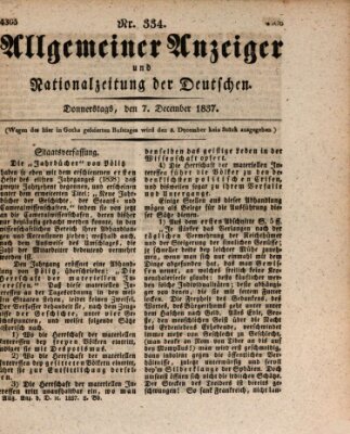 Allgemeiner Anzeiger und Nationalzeitung der Deutschen (Allgemeiner Anzeiger der Deutschen) Donnerstag 7. Dezember 1837