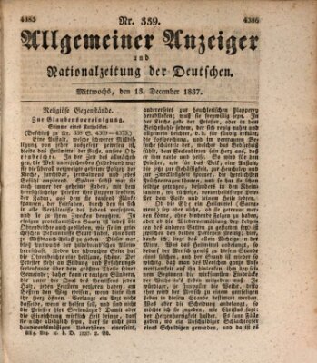 Allgemeiner Anzeiger und Nationalzeitung der Deutschen (Allgemeiner Anzeiger der Deutschen) Mittwoch 13. Dezember 1837