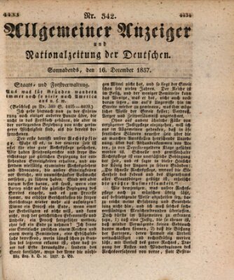 Allgemeiner Anzeiger und Nationalzeitung der Deutschen (Allgemeiner Anzeiger der Deutschen) Samstag 16. Dezember 1837