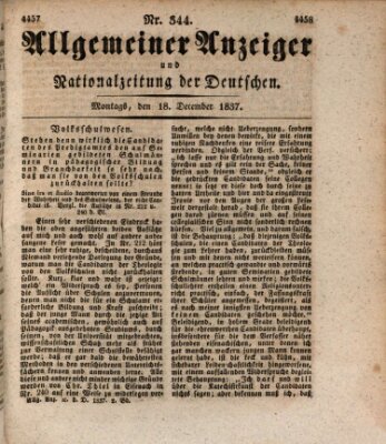 Allgemeiner Anzeiger und Nationalzeitung der Deutschen (Allgemeiner Anzeiger der Deutschen) Montag 18. Dezember 1837