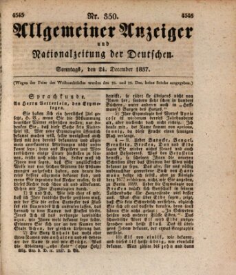 Allgemeiner Anzeiger und Nationalzeitung der Deutschen (Allgemeiner Anzeiger der Deutschen) Sonntag 24. Dezember 1837