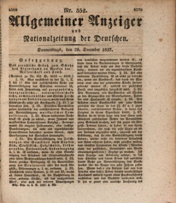 Allgemeiner Anzeiger und Nationalzeitung der Deutschen (Allgemeiner Anzeiger der Deutschen) Donnerstag 28. Dezember 1837