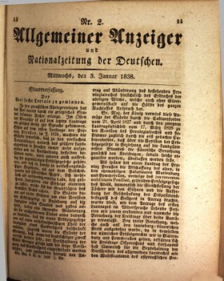 Allgemeiner Anzeiger und Nationalzeitung der Deutschen (Allgemeiner Anzeiger der Deutschen) Mittwoch 3. Januar 1838