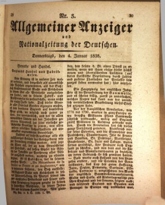 Allgemeiner Anzeiger und Nationalzeitung der Deutschen (Allgemeiner Anzeiger der Deutschen) Donnerstag 4. Januar 1838