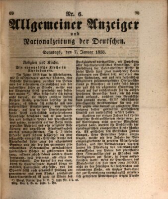 Allgemeiner Anzeiger und Nationalzeitung der Deutschen (Allgemeiner Anzeiger der Deutschen) Sonntag 7. Januar 1838