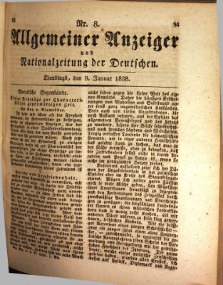 Allgemeiner Anzeiger und Nationalzeitung der Deutschen (Allgemeiner Anzeiger der Deutschen) Dienstag 9. Januar 1838