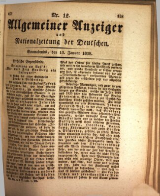 Allgemeiner Anzeiger und Nationalzeitung der Deutschen (Allgemeiner Anzeiger der Deutschen) Samstag 13. Januar 1838