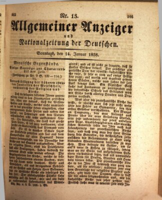 Allgemeiner Anzeiger und Nationalzeitung der Deutschen (Allgemeiner Anzeiger der Deutschen) Sonntag 14. Januar 1838