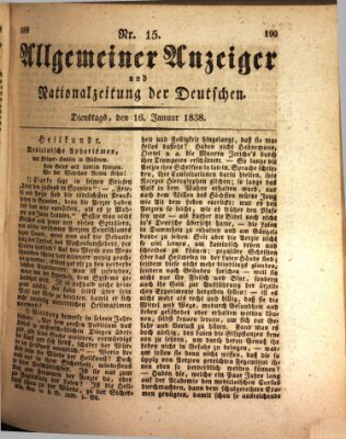 Allgemeiner Anzeiger und Nationalzeitung der Deutschen (Allgemeiner Anzeiger der Deutschen) Dienstag 16. Januar 1838