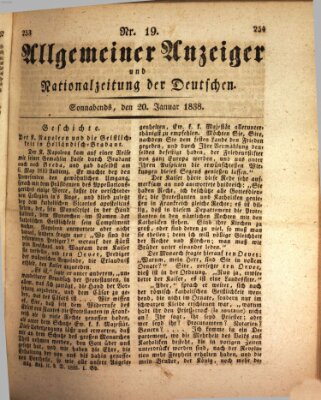 Allgemeiner Anzeiger und Nationalzeitung der Deutschen (Allgemeiner Anzeiger der Deutschen) Samstag 20. Januar 1838