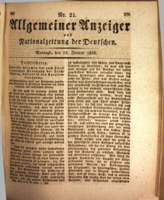 Allgemeiner Anzeiger und Nationalzeitung der Deutschen (Allgemeiner Anzeiger der Deutschen) Montag 22. Januar 1838