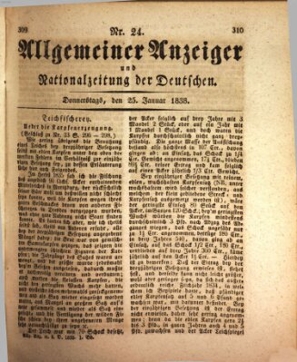 Allgemeiner Anzeiger und Nationalzeitung der Deutschen (Allgemeiner Anzeiger der Deutschen) Donnerstag 25. Januar 1838