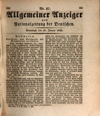 Allgemeiner Anzeiger und Nationalzeitung der Deutschen (Allgemeiner Anzeiger der Deutschen) Sonntag 28. Januar 1838