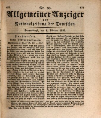 Allgemeiner Anzeiger und Nationalzeitung der Deutschen (Allgemeiner Anzeiger der Deutschen) Donnerstag 8. Februar 1838