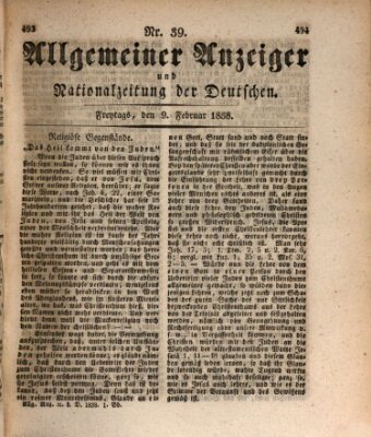 Allgemeiner Anzeiger und Nationalzeitung der Deutschen (Allgemeiner Anzeiger der Deutschen) Freitag 9. Februar 1838