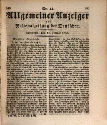 Allgemeiner Anzeiger und Nationalzeitung der Deutschen (Allgemeiner Anzeiger der Deutschen) Mittwoch 14. Februar 1838