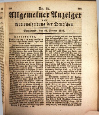 Allgemeiner Anzeiger und Nationalzeitung der Deutschen (Allgemeiner Anzeiger der Deutschen) Samstag 24. Februar 1838