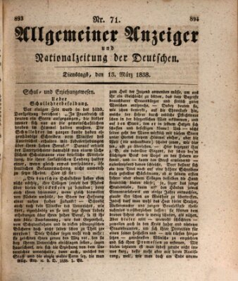 Allgemeiner Anzeiger und Nationalzeitung der Deutschen (Allgemeiner Anzeiger der Deutschen) Dienstag 13. März 1838