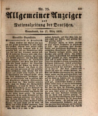 Allgemeiner Anzeiger und Nationalzeitung der Deutschen (Allgemeiner Anzeiger der Deutschen) Samstag 17. März 1838