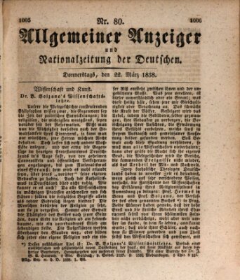 Allgemeiner Anzeiger und Nationalzeitung der Deutschen (Allgemeiner Anzeiger der Deutschen) Donnerstag 22. März 1838