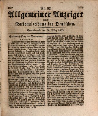 Allgemeiner Anzeiger und Nationalzeitung der Deutschen (Allgemeiner Anzeiger der Deutschen) Samstag 24. März 1838