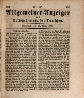 Allgemeiner Anzeiger und Nationalzeitung der Deutschen (Allgemeiner Anzeiger der Deutschen) Dienstag 27. März 1838