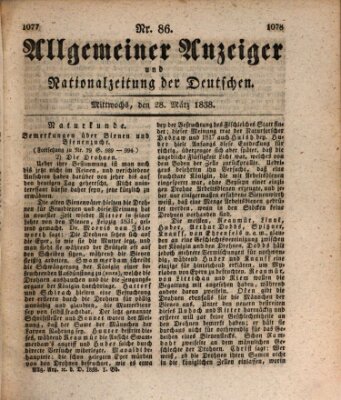 Allgemeiner Anzeiger und Nationalzeitung der Deutschen (Allgemeiner Anzeiger der Deutschen) Mittwoch 28. März 1838