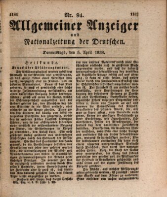 Allgemeiner Anzeiger und Nationalzeitung der Deutschen (Allgemeiner Anzeiger der Deutschen) Donnerstag 5. April 1838