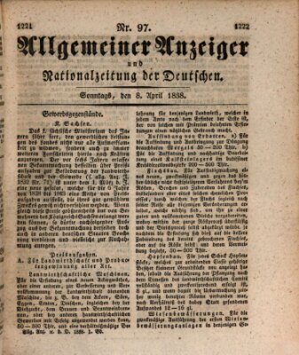 Allgemeiner Anzeiger und Nationalzeitung der Deutschen (Allgemeiner Anzeiger der Deutschen) Sonntag 8. April 1838