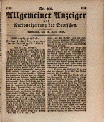 Allgemeiner Anzeiger und Nationalzeitung der Deutschen (Allgemeiner Anzeiger der Deutschen) Mittwoch 11. April 1838