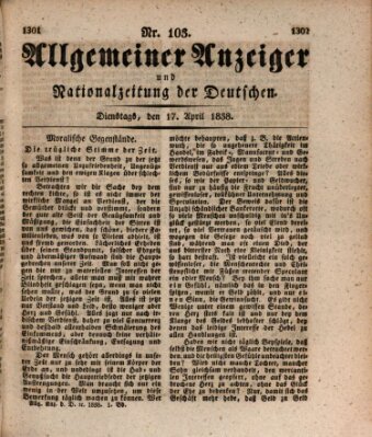 Allgemeiner Anzeiger und Nationalzeitung der Deutschen (Allgemeiner Anzeiger der Deutschen) Dienstag 17. April 1838