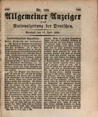 Allgemeiner Anzeiger und Nationalzeitung der Deutschen (Allgemeiner Anzeiger der Deutschen) Montag 23. April 1838