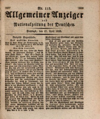Allgemeiner Anzeiger und Nationalzeitung der Deutschen (Allgemeiner Anzeiger der Deutschen) Freitag 27. April 1838