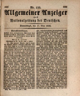 Allgemeiner Anzeiger und Nationalzeitung der Deutschen (Allgemeiner Anzeiger der Deutschen) Donnerstag 17. Mai 1838