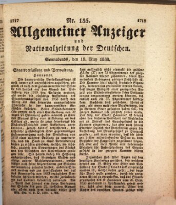 Allgemeiner Anzeiger und Nationalzeitung der Deutschen (Allgemeiner Anzeiger der Deutschen) Samstag 19. Mai 1838