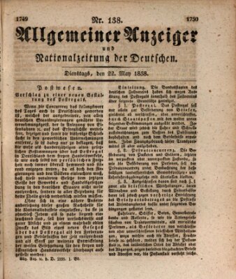 Allgemeiner Anzeiger und Nationalzeitung der Deutschen (Allgemeiner Anzeiger der Deutschen) Dienstag 22. Mai 1838