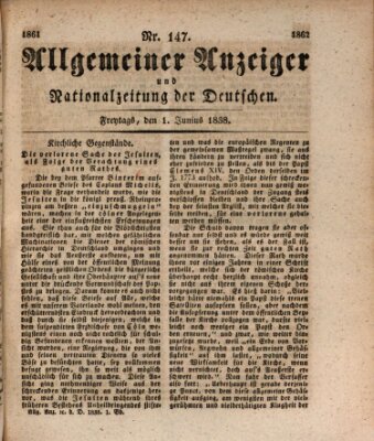 Allgemeiner Anzeiger und Nationalzeitung der Deutschen (Allgemeiner Anzeiger der Deutschen) Freitag 1. Juni 1838