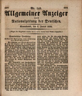 Allgemeiner Anzeiger und Nationalzeitung der Deutschen (Allgemeiner Anzeiger der Deutschen) Samstag 2. Juni 1838