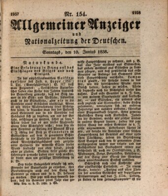 Allgemeiner Anzeiger und Nationalzeitung der Deutschen (Allgemeiner Anzeiger der Deutschen) Sonntag 10. Juni 1838