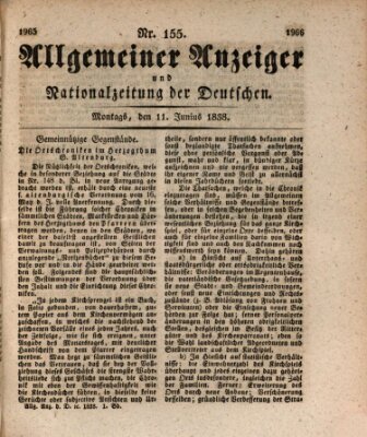 Allgemeiner Anzeiger und Nationalzeitung der Deutschen (Allgemeiner Anzeiger der Deutschen) Montag 11. Juni 1838